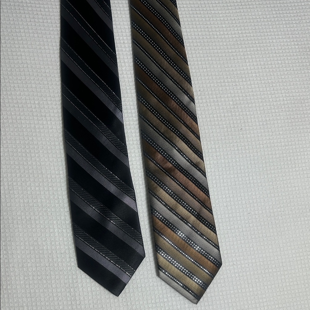 Classic Striped Black and Brown Ties Set